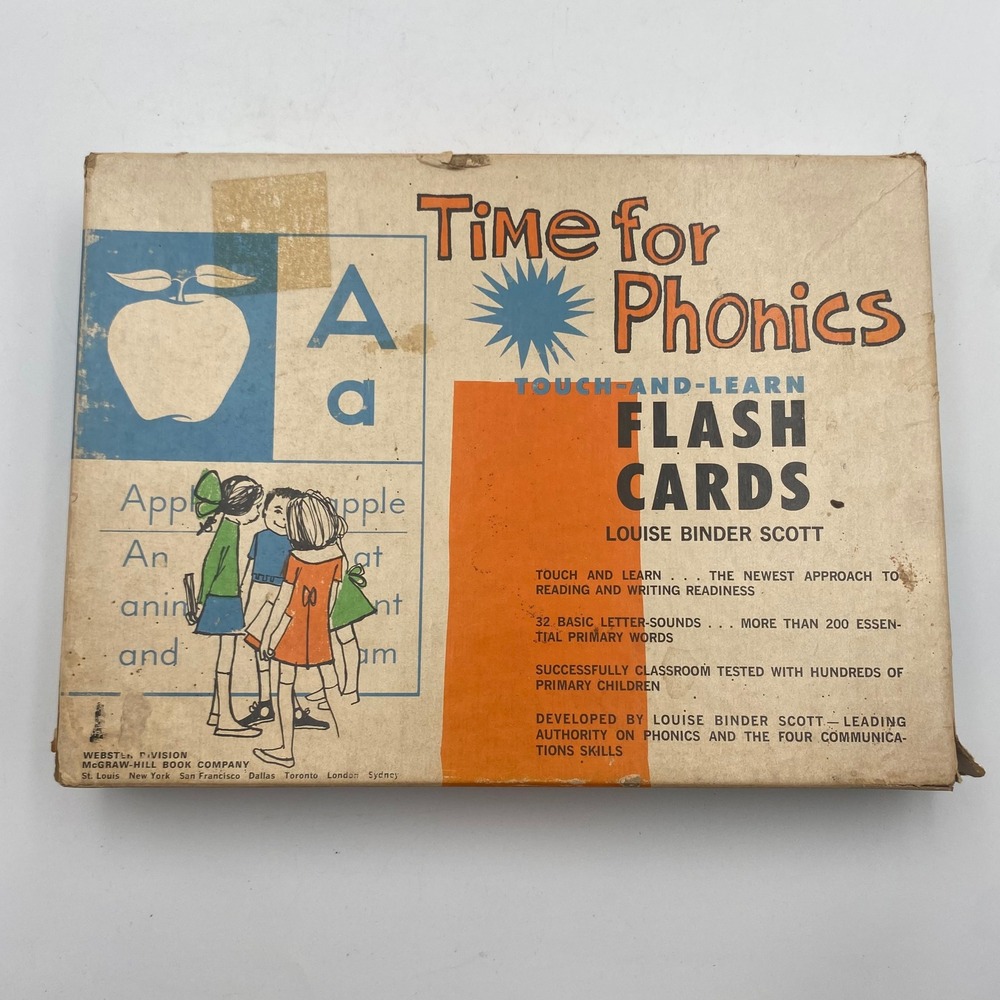 Vintage 1963 Time for Phonics Flash Cards Louise Binder Scott McGraw-Hill MCM
